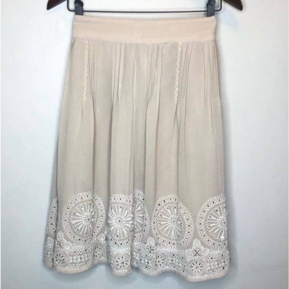 Boho vibe Chicos  poly organza embroidered A-line mid length skirt - Picture 3 of 8